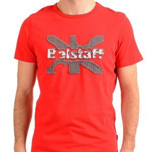 Belstaff Men's Bright Red Short Sleeve Logo Print Crewneck T-Shirt